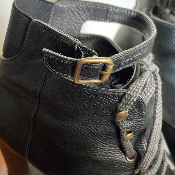 Leather booties real leather ties upfront small thick heel - Picture 10 of 11